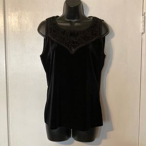 White House Black Market Black Velvet & Lace Sleeveless Top